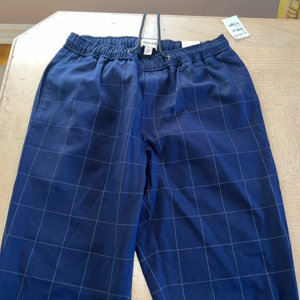 OPEN EDIT Men's E-Waist Plaid Stretch Pants NEW size small